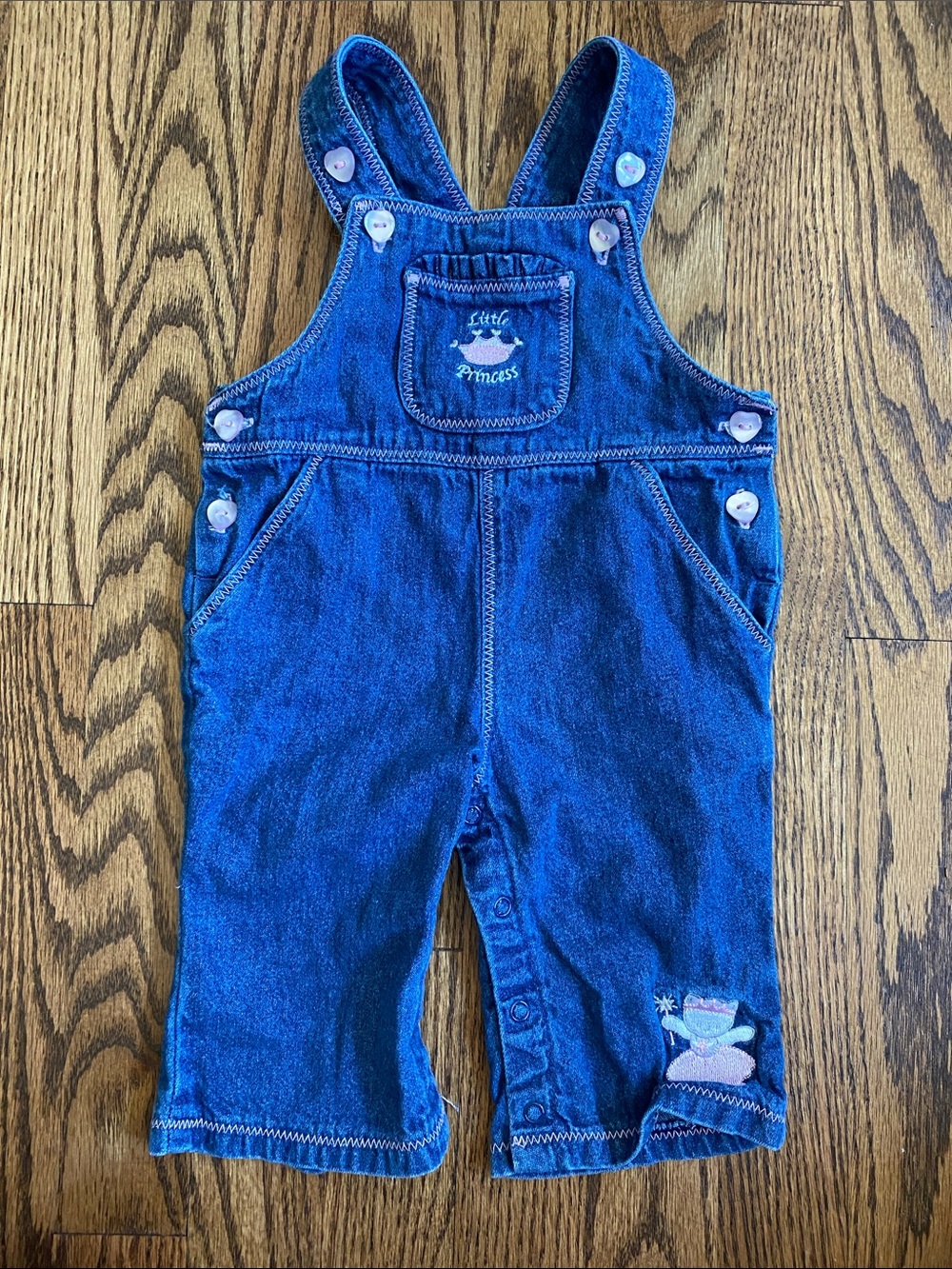 Little Wonders vintage “Little Princess” denim overalls, size 0-3M. Like new